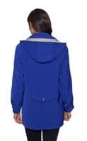 Ladies Long Hooded Cobalt Blue Rain Jacket db897